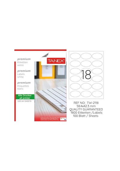 Tanex Tw-2118 - 58.4 X 42.3MM Laser Etiket 100 Adet