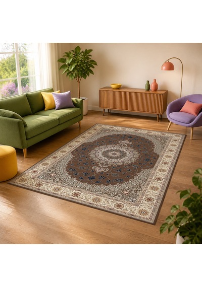 Kartela Halı Siva Halı Jüt Taban Dokuma Halı Kahverengi - 120 X 180 Cm