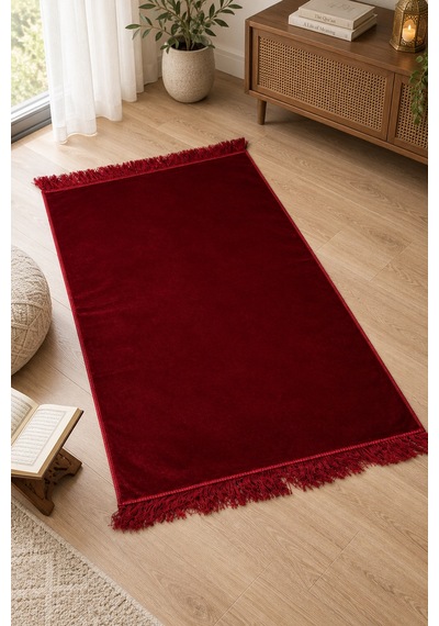 Düz Velur Kadife Seccade 70x110 Cm Bordo