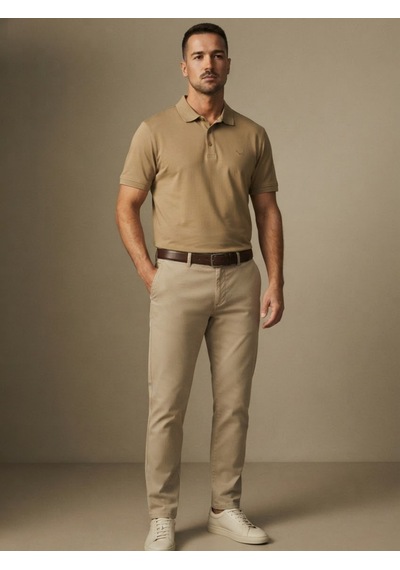 Maccali Erkek Camel Amblemli Basic Polo Yaka Tişört