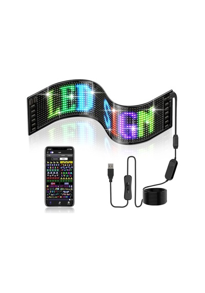 Programlanabilir 35x10cm Led Matrix Kayan Yazı 20x64 Pixel, Emoji & Bluetooth App Kontrol Çok Renkli