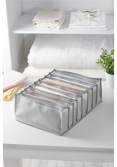8 Gözlü Gri Benekli Çekmece Içi Düzenleyici Organizer Xlarge Kumaş 40 X 30 Gri Diğer