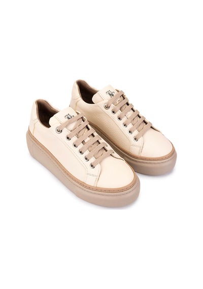 Tamer Tanca Kadın Hakiki Deri Bej Sneakers & Spor Ayakkabı 1116 5022-09 Bn Ayk Sk25-26 Bej Fltr Bej