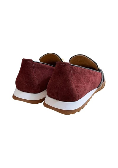 Bordo Hakiki Deri Süet Toka Detay Comfort Taban Spor Loafer Bordo