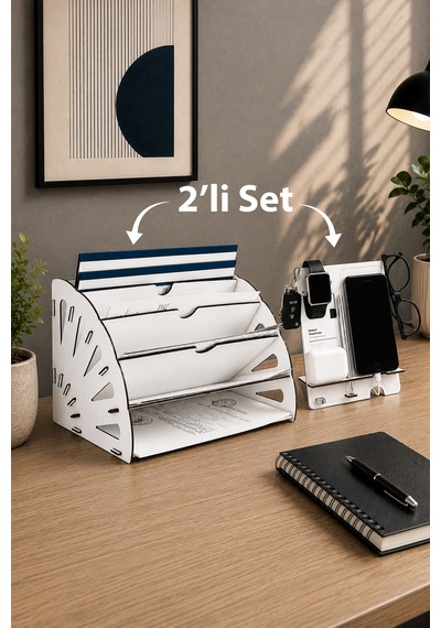 Quarter Masaüstü Organizer Ve Telefon Standı 2'li Set Ahşap Dosya Düzenleyici Dekoratif Dairesel Evrak Rafı Beyaz - 901034195 Beyaz Quarter Masaüstü Organizer Ve Telefon Standı 2'li Set Ahşap Dosya Düzenleyici Dekoratif Dairesel Evrak Rafı Beyaz - 901034195 Beyaz