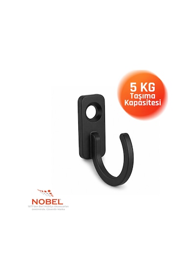 Anahtar Askısı, Metal Vestiyer Askısı, Siyah, Dolap Askılığı 5'li Set Vidalı Si Yah