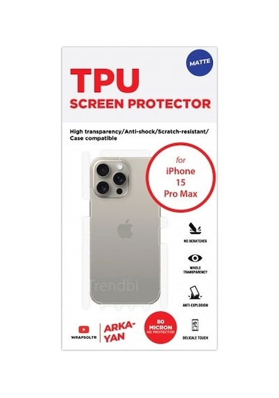 Apple iPhone 15 Pro Max Uyumlu Mat Arka Ve Yan Koruyucu Tpu Film