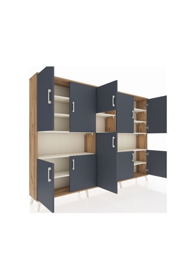 Arges Dolap 14 Raflı 10 Kapaklı 220x30x163 Çam-antrasit/aytaşı Antrasıt/aytası - Atlas Çam Arges Dolap 14 Raflı 10 Kapaklı 220x30x163 Çam-antrasit/aytaşı Antrasıt/aytası - Atlas Çam