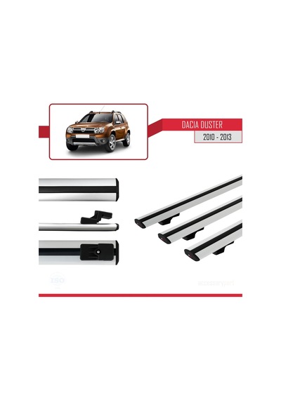 Dacia Duster 2010-2013 Arası İle Uyumlu Basic Model Ara Atkı Tavan Barı Gri 3 Adet