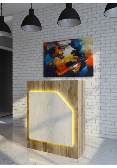 Resital Ledli Karşılama Bankosu G-90 Cm Ofis Kasa Resepsiyon Masası Banko-002-2-8