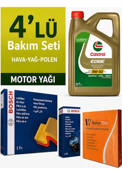 Bosch Renault Koleos 1.6 Dizel Filtre Bakım Seti-castrol Edge 5w30 4lt 2016-2018 4 Lü