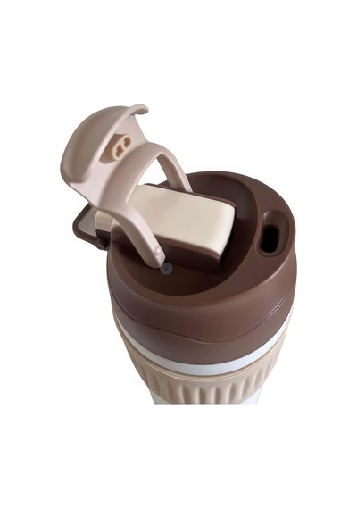 316 L Çelik Kahverengi 450 Ml Pipetli Soğuk Sıcak Kahve El Termos Mug Cin847khv Çok Renkli