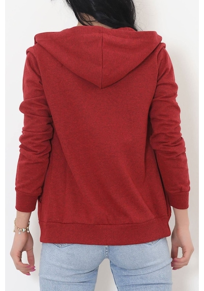 Bensu Store - Kapşonlu Fermuarlı Sweat Bordo - 11866.108. 001
