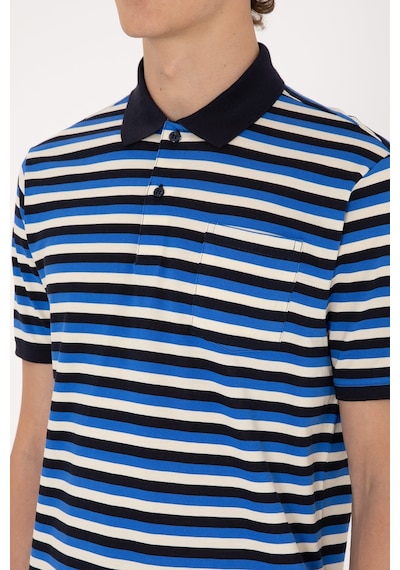 U.S. Polo Assn. Erkek Regular Fit Lacivert Polo Yaka Çizgili Tişört 50306794-VR033