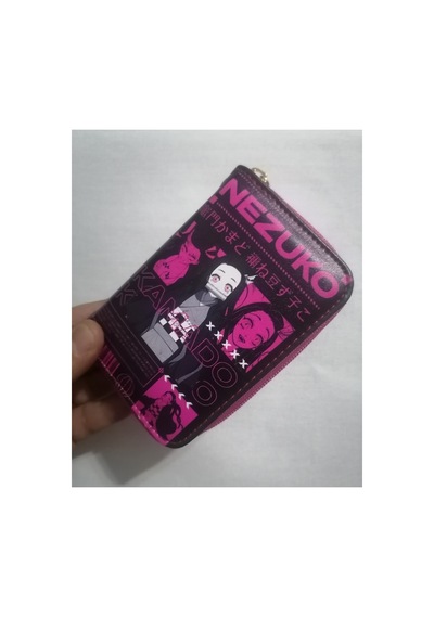 Owlbag Company Owl Bag Demon Slayer Nezuko Siyah Fon Desenli Tasarım Suni Deri Cüzdan Çok Renkli