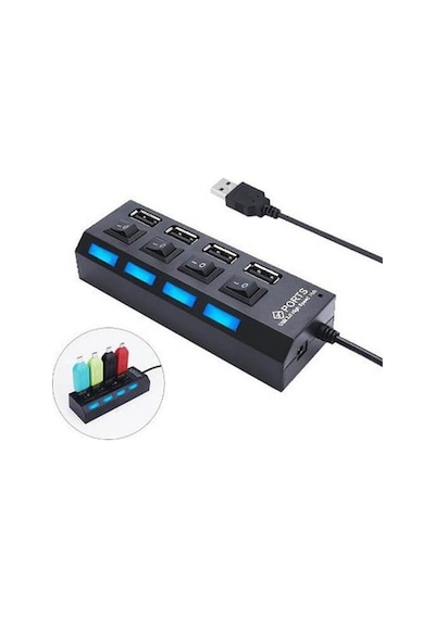 Anahtarlı Işıklı On Off Düğmeli 4 Port Usb 2.0 Çoklayıcı Hub (533633910)