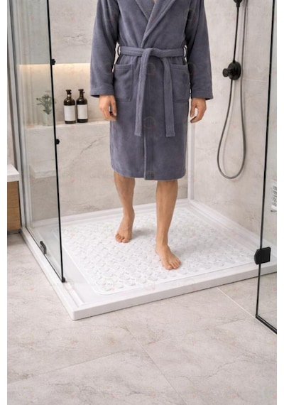 Mainshop Kaydırmaz Taban Masajlı Duşa Kabin Ve Banyo Paspası-banyo Küvet Içi Paspas Beyaz Renk M-150