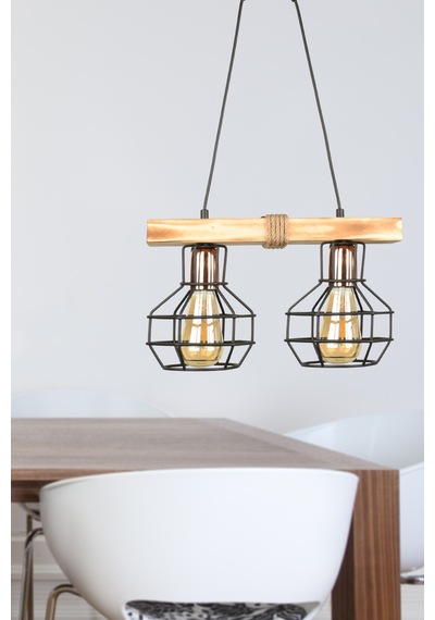 Begüsa Lumenia 2.li Ahşap Avize Açık Renk Naturel