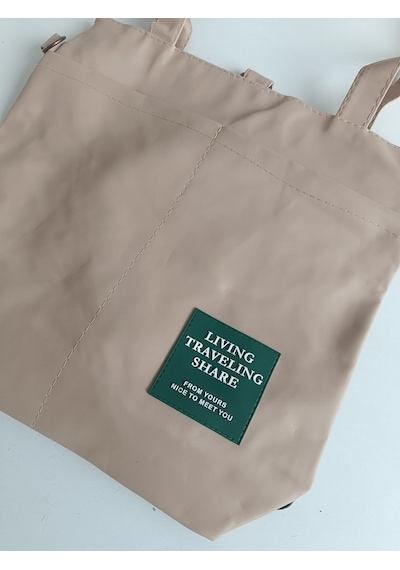 Living Travelling Share Baskılı Kadın Tote Çanta Bej