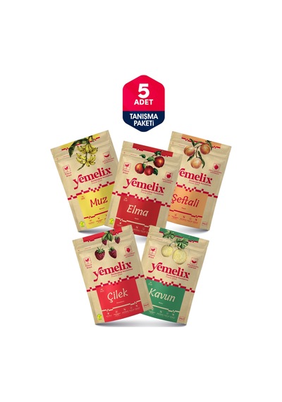 Freeze Dried 5'li Tanışma Paketi Çilek-kavun-muz-şeftali-elma Kuru Meyve Cipsi 75 G