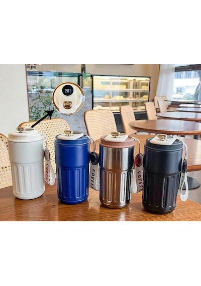 Zenvia Askılı Ve Derece Göstergeli Vakumlu Mug - 500 Ml Modern Kahve Termosu Alk3136 Znv2026 Çok Renkli