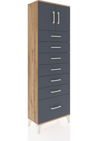 Arges Dolap Tek Raflı 7 Çekmeceli 2 Kapaklı 60x30x182 Çam-ant... Çam