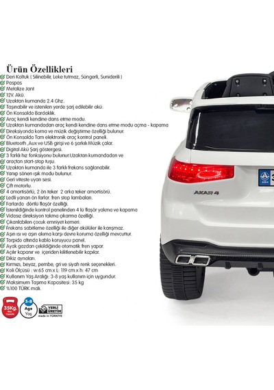 Boss Gt Beyaz Uzaktan Kumandalı 4x2 12 Volt Akülü Araba - Rc Maybach Akülü Araba Çok Renkli
