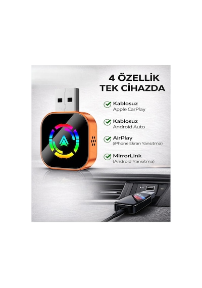 Maypal R4 4-in-1 Kablosuz Adaptör, Carplay Ve Android Auto İçin, Airplay, Mirrorlink, Tak Ve Çalıştır