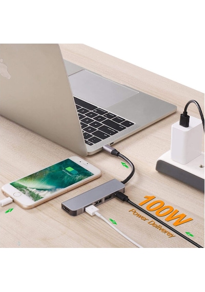 USB Type C 3.1 To Hdmi USB-C / 3X USB 3.0 Hub Çevirici Adaptör