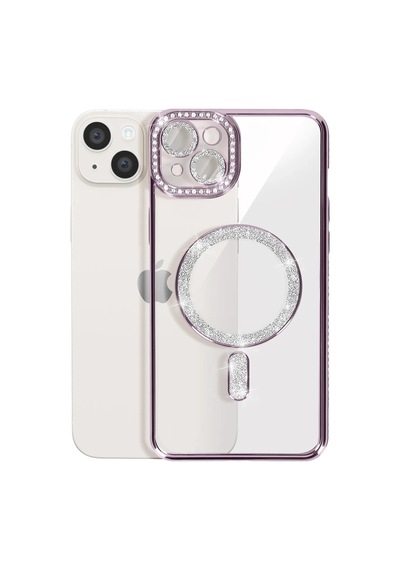 Apple iPhone Uyumlu  Uyumlu 14 Kılıf Joke Simli Magneticsafe Kılıf - Pembe