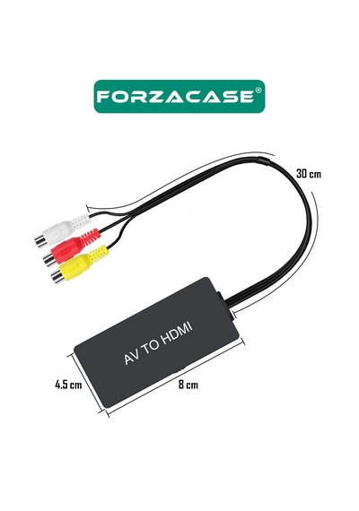 Forzacase Av To Hdmı Çevirici Adaptör Rca Kırmızı-beyaz-sarı Hdmı Dönüştürücü Full Hd 1080p Fc1209