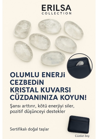 Sertifikalı Cüzdan Boy Kristal Kuvars Taşı Kütle - Günlük Arınma Ve Zihinsel Netlik Taşı
