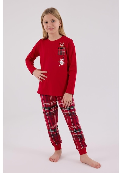 Arnetta Garson Kız Çocuk Aile %100 Pamuklu 4 Mesim New Year Uzun Kollu Pijama Takım Kırmızı Arnetta Garson Kız Çocuk Aile %100 Pamuklu 4 Mesim New Year Uzun Kollu Pijama Takım Kırmızı