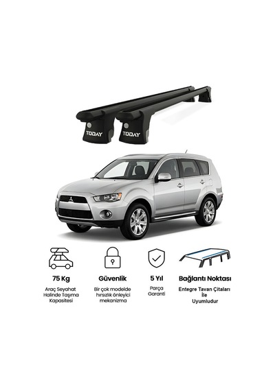 Trio-ıı Mitsubishi Outlander 2012 Ve Sonrası Uyumlu Siyah Kilitli Ara Atkı 135cm Port Bagaj Tavan Barı