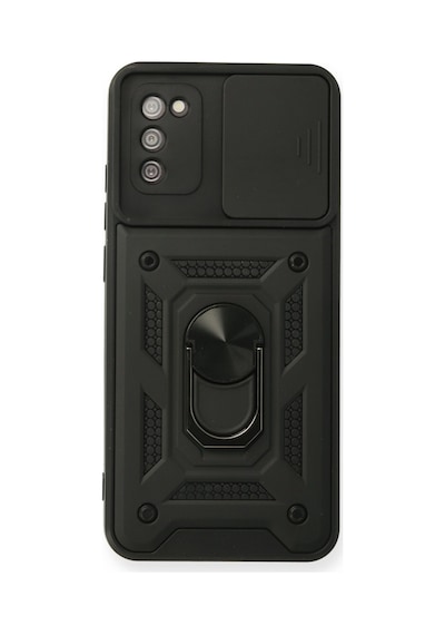Samsung Galaxy  Uyumlu,  A02s Kılıf Pars Lens Yüzüklü Silikon - Siyah