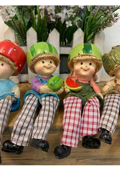 Ayakları Sallanan Karpuz Kafalar Biblo Dekoratif Obje Hediyelik Ürün Vitrin Süsü Ev Hediyesi 15 Cm.