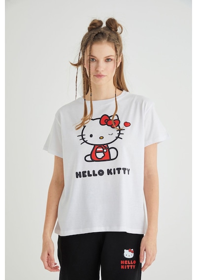 Hello Kitty Lisanslı Baskılı Basic T-shirt Relaxed Pamuk Renkli