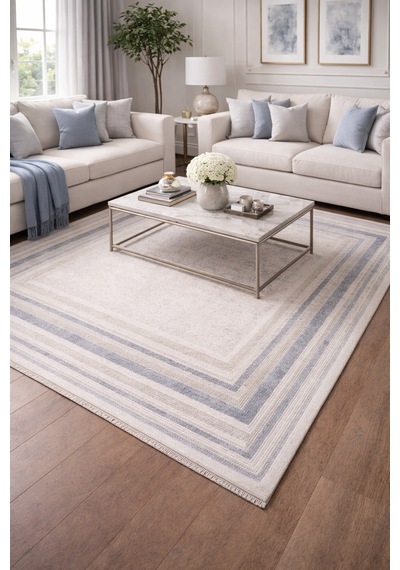 By Özer Halı Gri Renk Mavi Bordürlü Modern Stil Artemis Halı Romantik 02432b Salon Halısı Çok Renkli By Özer Halı Gri Renk Mavi Bordürlü Modern Stil Artemis Halı Romantik 02432b Salon Halısı Çok Renkli