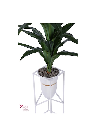 Yapay Çiçek Sitesi Metal Sütun Saksıda Yapay Egzotik Dracaena Ağacı 150 Cm Yeşil