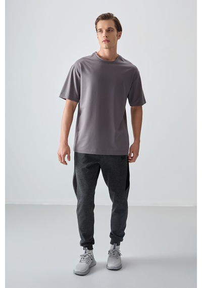 Air Jones Tommy Life Koyu Gri Pamuklu Kalın Yumuşak Dokulu Oversize Fit Basic Erkek T-shirt - 88377 Koyu Gri
