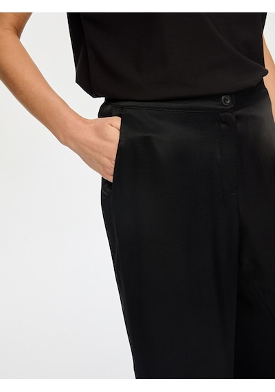 Faik Sönmez Wide Leg Fit Beli Lastikli Rayon Viskon Pantolon S26pnt004 Us26pnt00410 Siyah