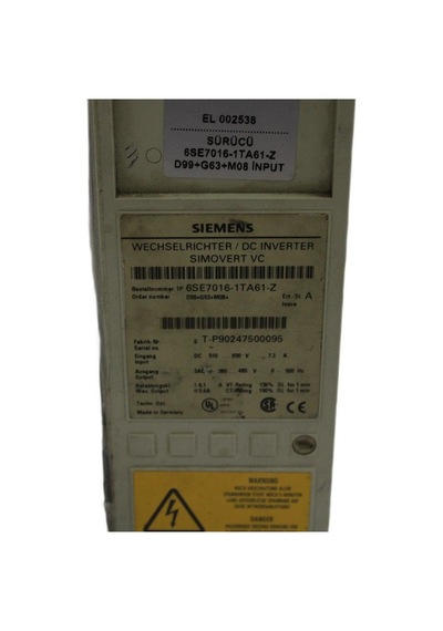 6se7016-1ta61-z Sımovert Masterdrıves Vector Control Inverter Compact Unıt 2.el