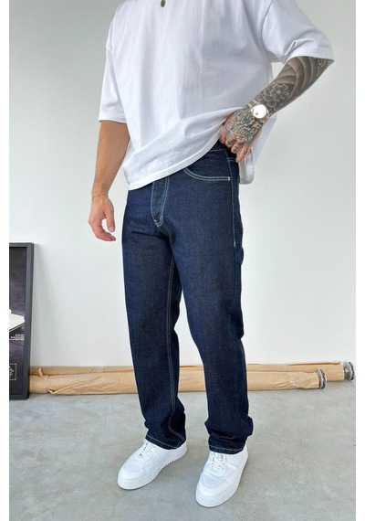 Koyu Mavi Soft Degrade Baggy Pantolon