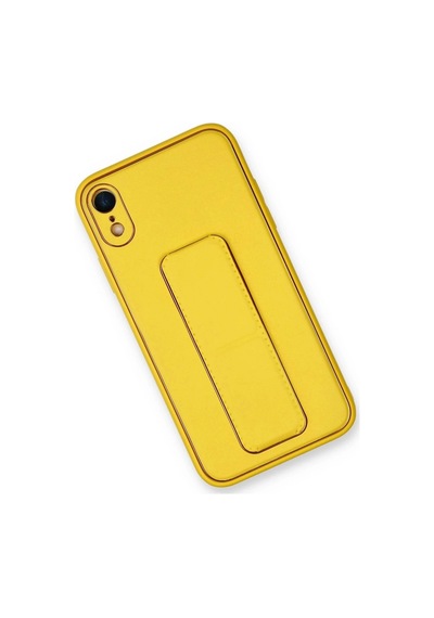 Durukar iPhone Uyumlu Xr Kılıf Coco Deri Standlı Kapak - Sarı