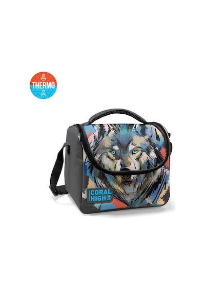 Coral High Kids Gri Siyah Kurt Desenli Thermo Beslenme Çantası 11850