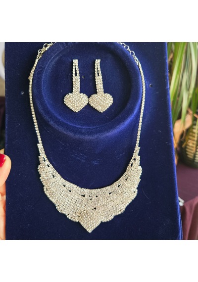 Slowshe-zirkon Taşlı Küpe Kolye Set Gümüş