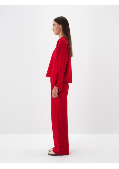 Xint Kırmızı Pamuk Dokulu Oversize Sweat Pantolon 470452