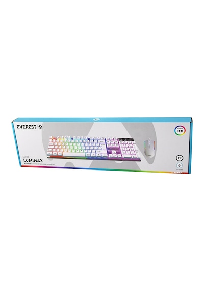 Go İthalat Beyaz Gökkuşağı Işıklı Usb Kablolu Oyuncu Klavye - Mouse Set