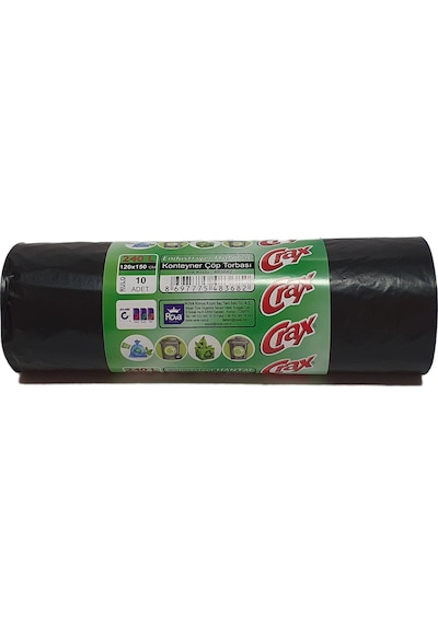 Crax Konteyner Hantal Boy Çöp Torbası 240 L 20 x 10 Adet Siyah 120 x 150 CM