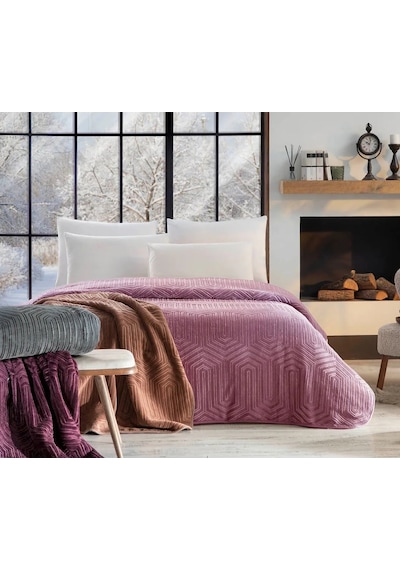 Özdilek Prestige Kalın Embos Çift Kişilik Battaniye 220x240 -lila Lila